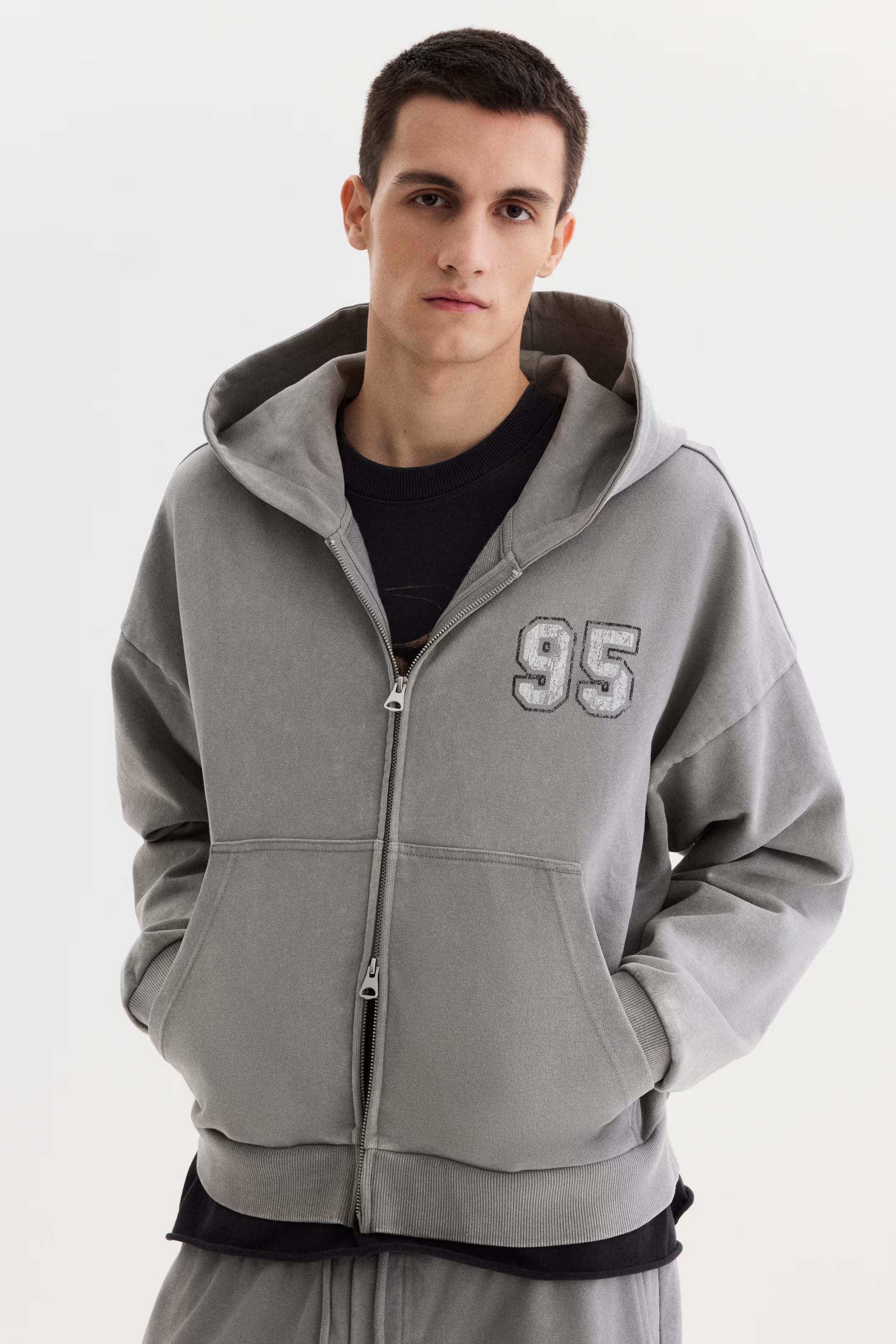 Oversized Fit Boxy zip-through hoodie