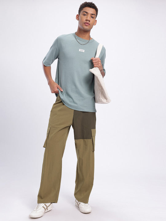 Men Colourblock Carpenter Relaxed Fit Cargos