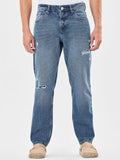 Men Relaxed Fit Mid-Rise Low Distress Light Fade Jeans
