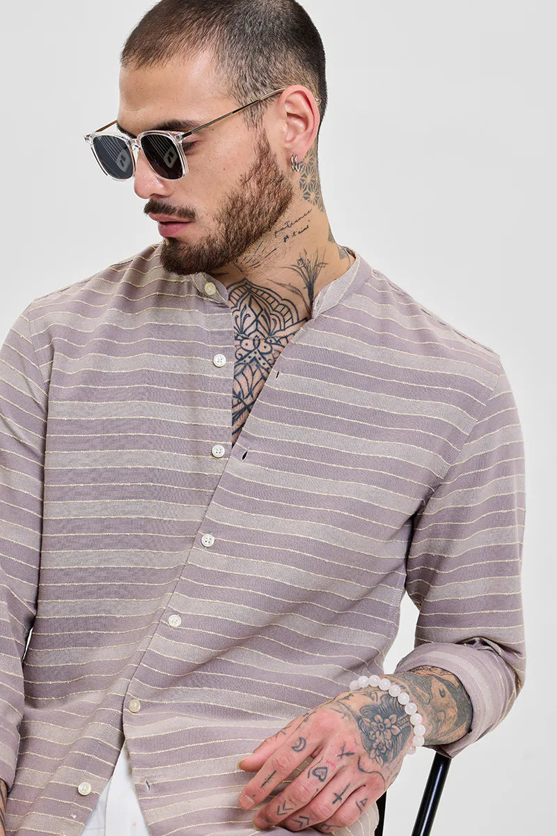 Beige Stripes Slim Fit Shirt