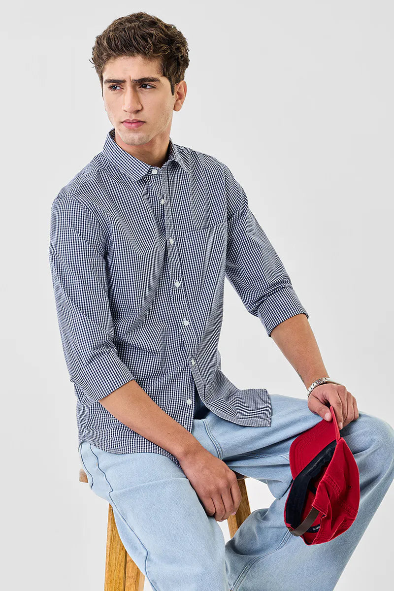 Micro Checks Slim Fit 100% Cotton Shirt