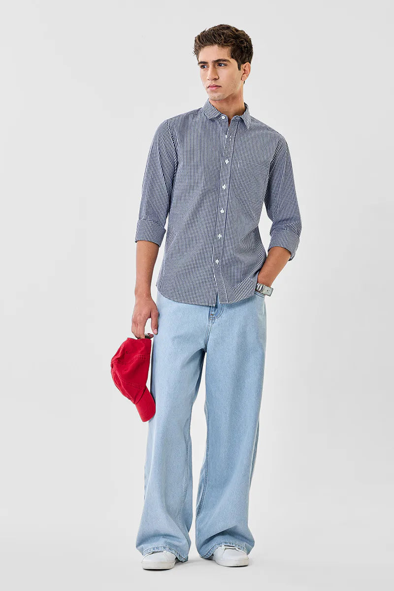 Micro Checks Slim Fit 100% Cotton Shirt