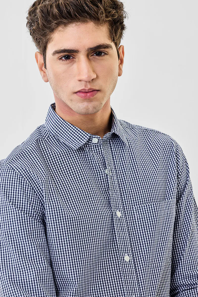 Micro Checks Slim Fit 100% Cotton Shirt