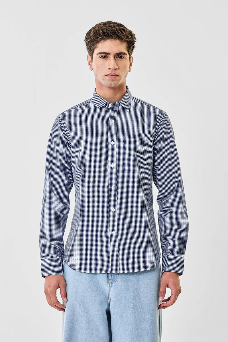 Micro Checks Slim Fit 100% Cotton Shirt