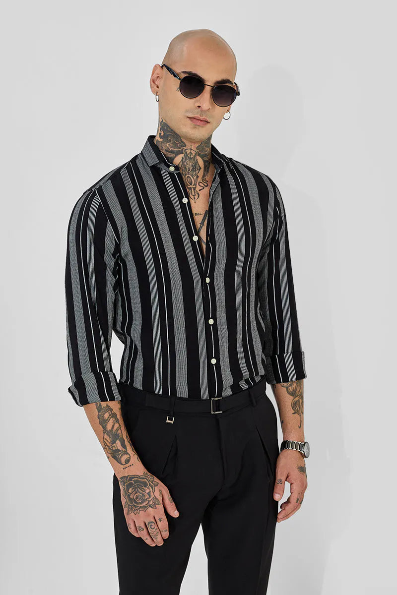 Black Stripes Slim Fit Shirt