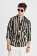 Olive Stripes Slim Fit Shirt